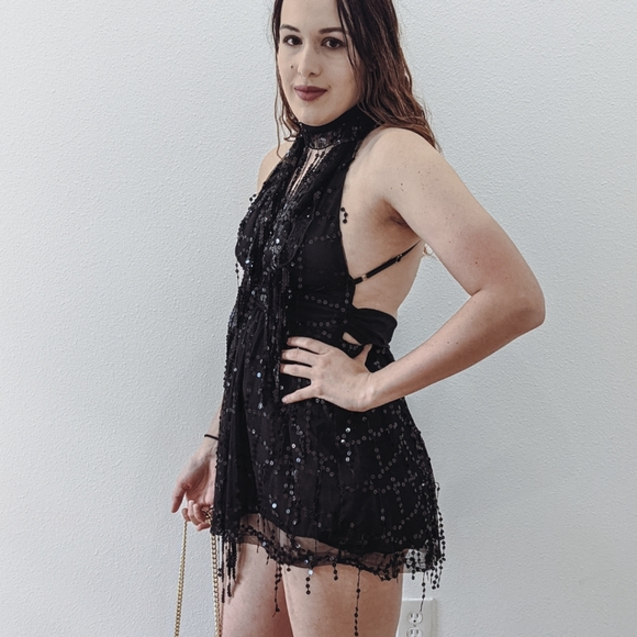 NWT Little Black Sequin Summer Party Mini Dress S: small-medium - Picture 9 of 13